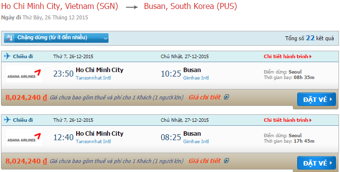 Vé máy bay Asiana Airlines đi Busan