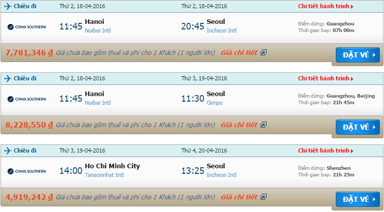 Vé máy bay China Southern Airlines đi Incheon