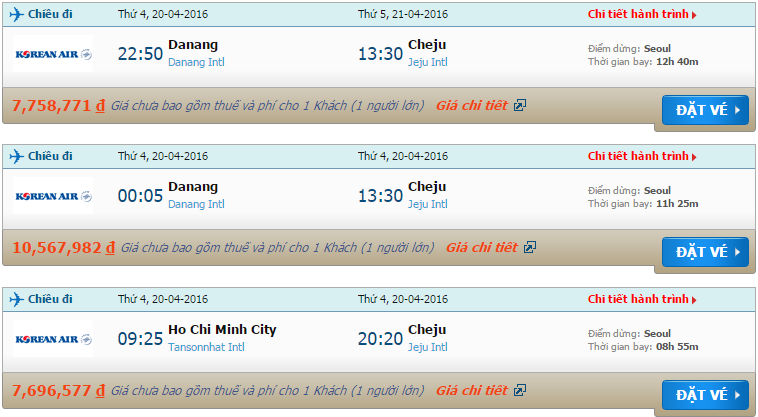 Vé máy bay Korean Air đi Jeju