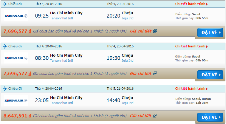 Vé máy bay Korean Air từ Sài Gòn đi Jeju