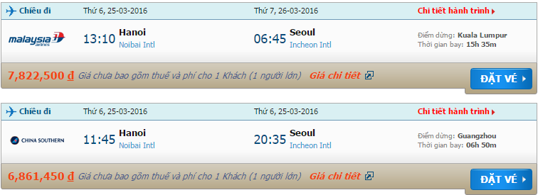 Hành trình Hà Nội - Seoul