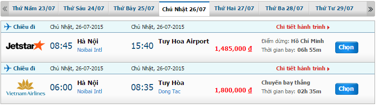 Vé máy bay đi Tuy Hòa
