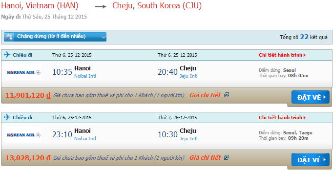 Vé máy bay Korean Air đi Jeju giá rẻ