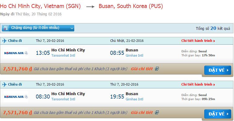 vé máy bay Korean Air đi Busan