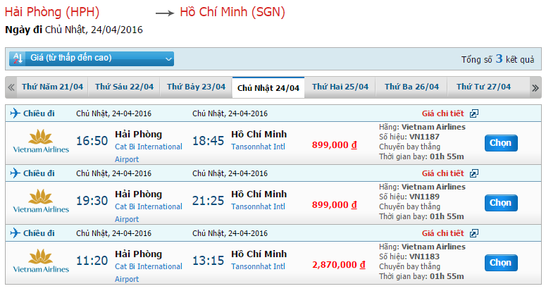 Vé máy bay Vietnam Airlines cho bạn tham khảo