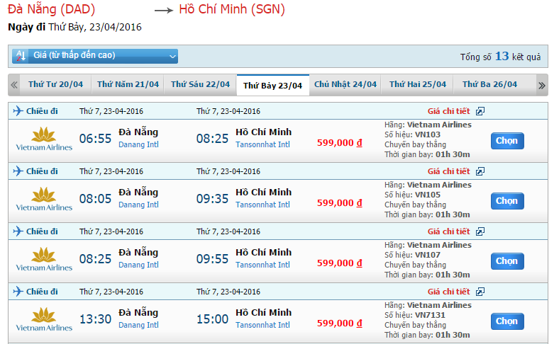 Bảng giá vé máy bay từ Đà Nẵng đi Hà Nội