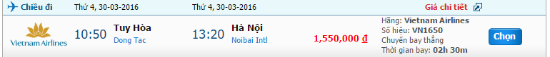 Vé máy bay Vietnam Airlines từ Tuy Hòa đi Hà Nội giá rẻ trực tuyến