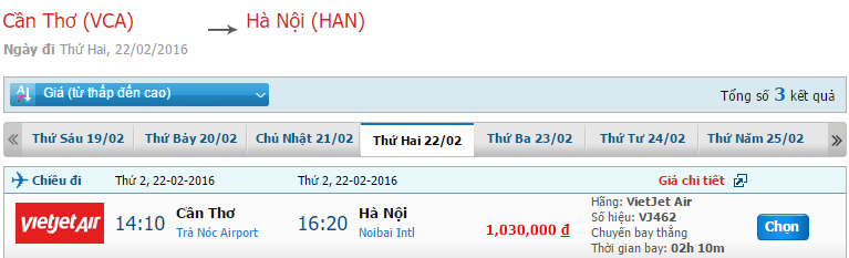 Tìm hiểu bản tin giá vé VietJet Air chặng Cần Thơ – Hà Nội tháng 2/2016