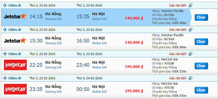 Điểm tin chuyến bay Đà Nẵng đi Hà Nội trong tháng 2/2016