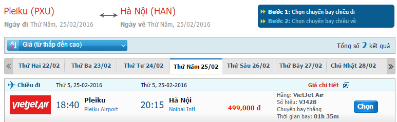 Tìm hiểu bản tin giá vé VietJet Air chặng Pleiku – Hà Nội tháng 2/2016