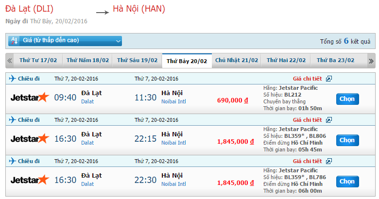 Vé máy bay JetStar từ Đà Lạt đi Hà Nội