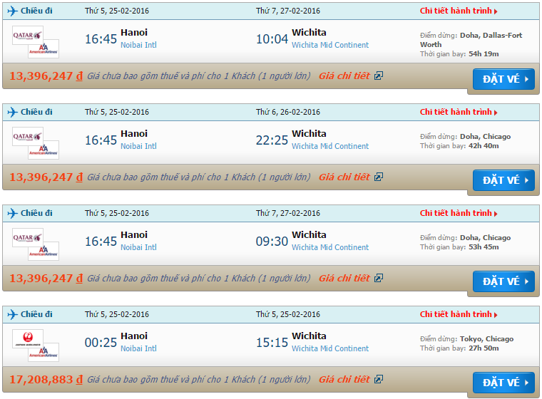 vé máy bay American Airlines đi Wichita